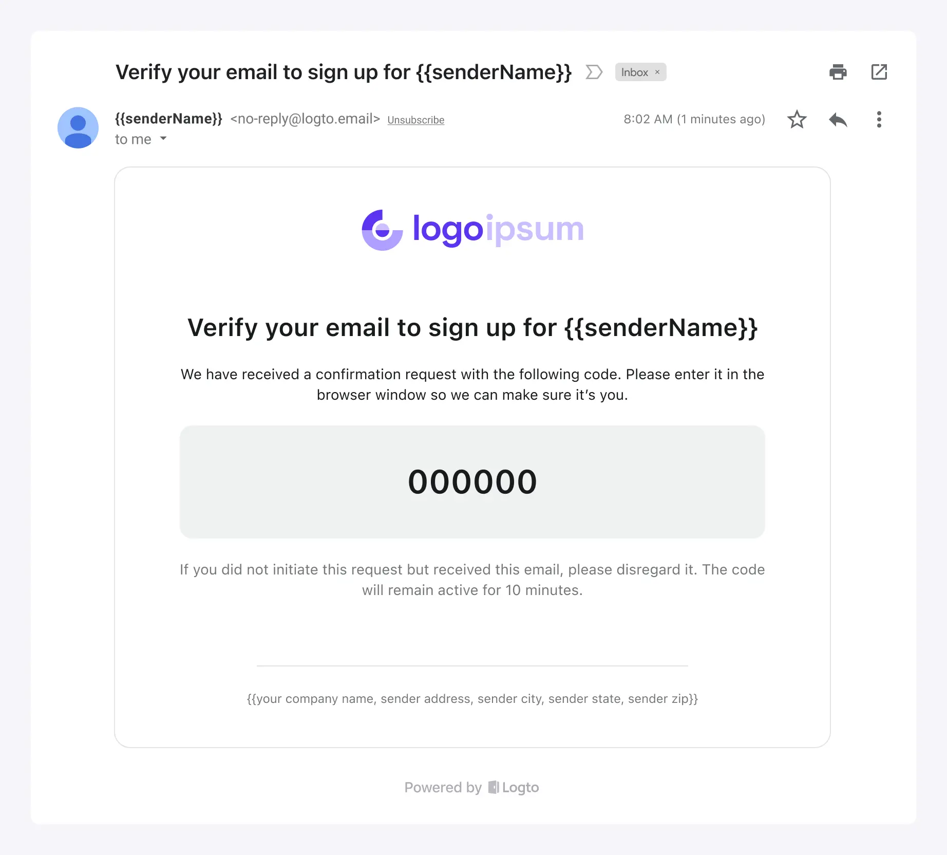 Logto built-in email service sample