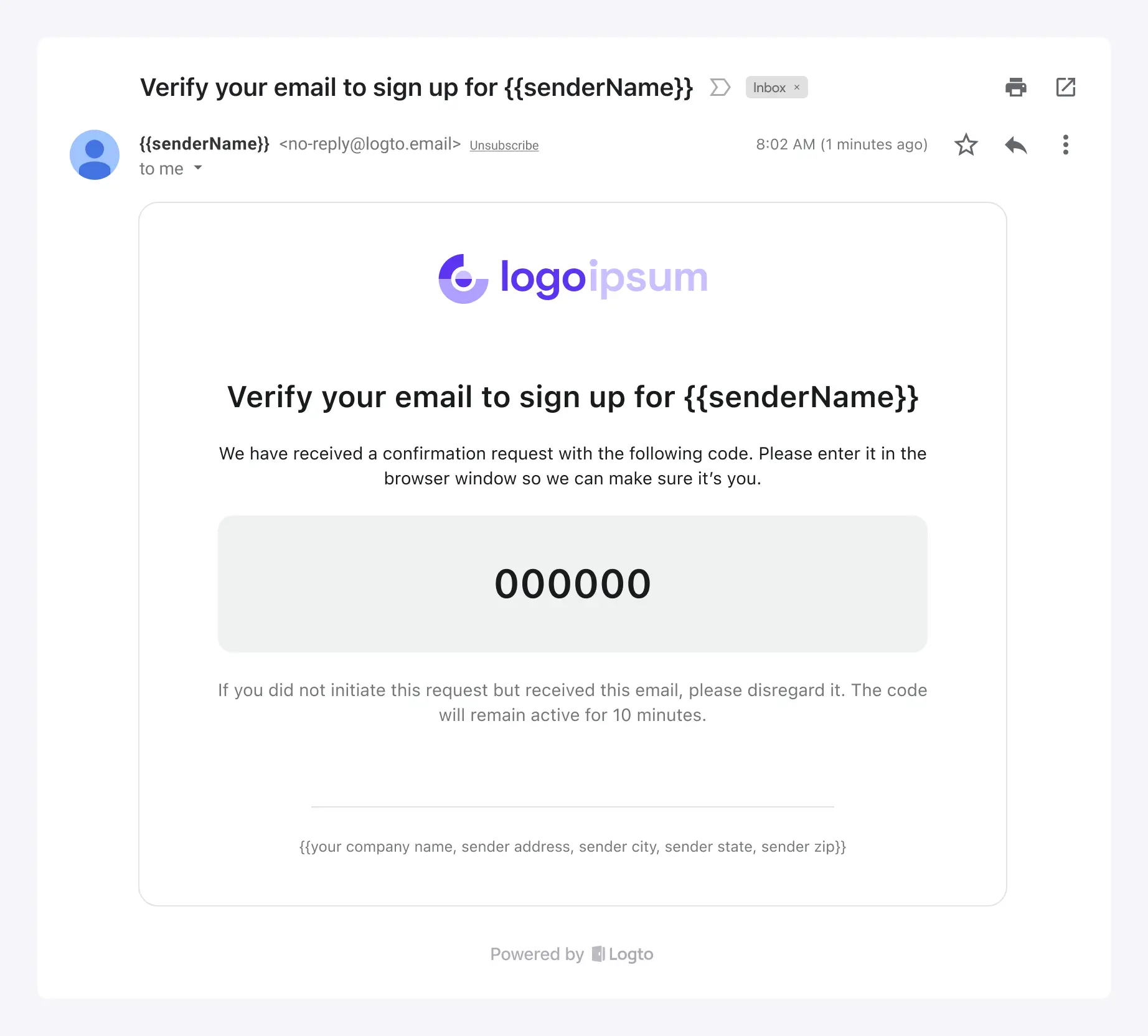 Register email template