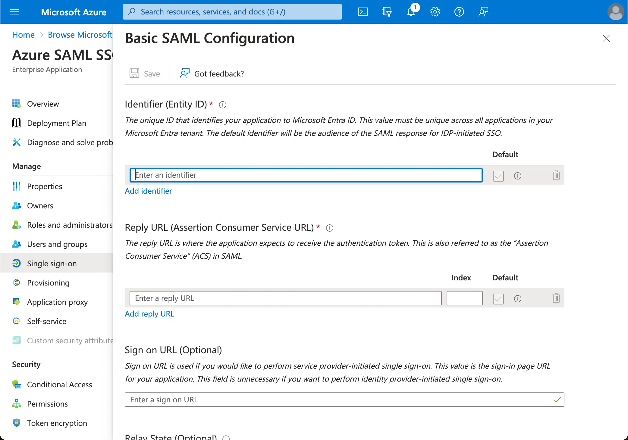 Azure AD SP config