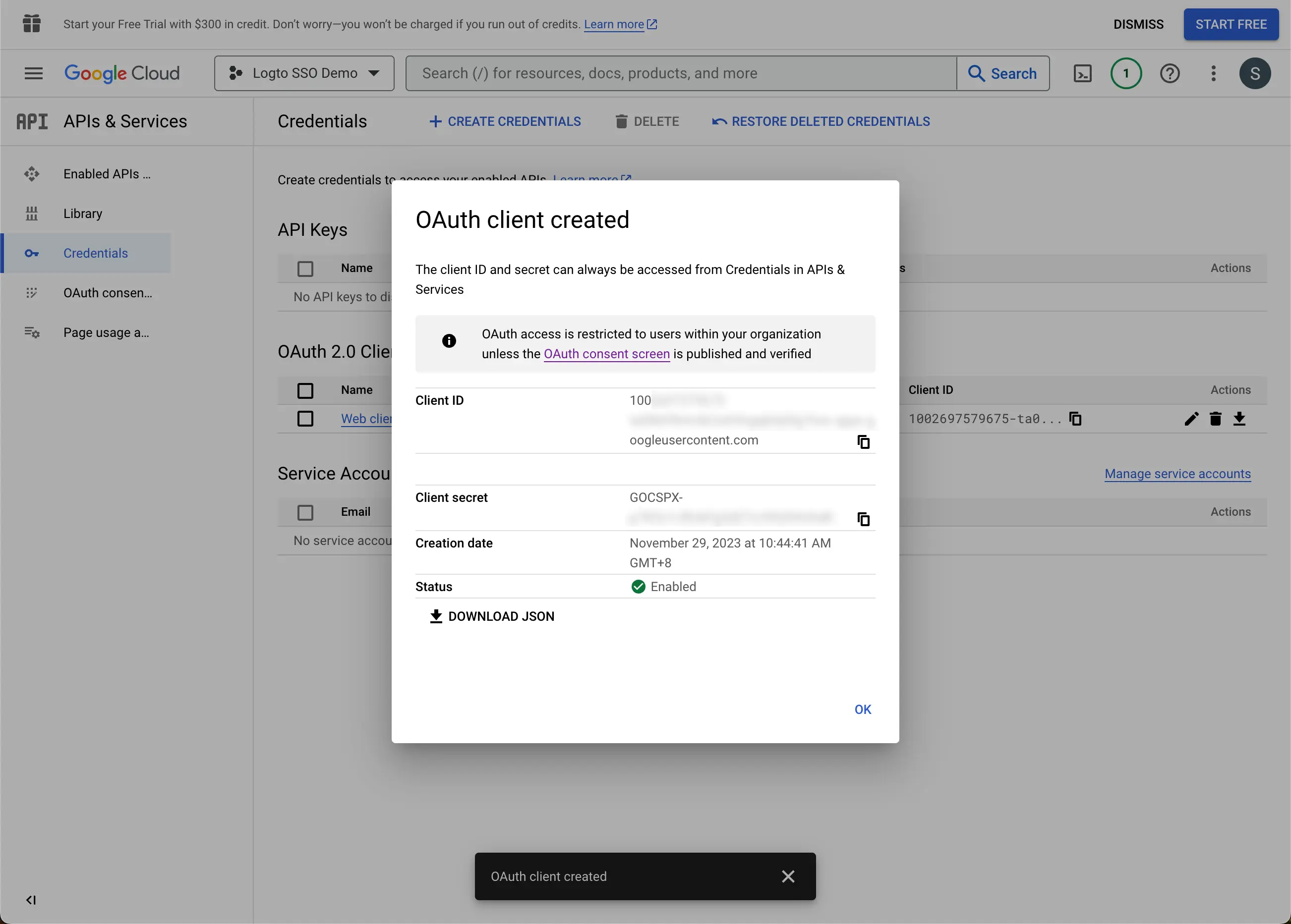 Credenciais do cliente do Google Workspace.webp