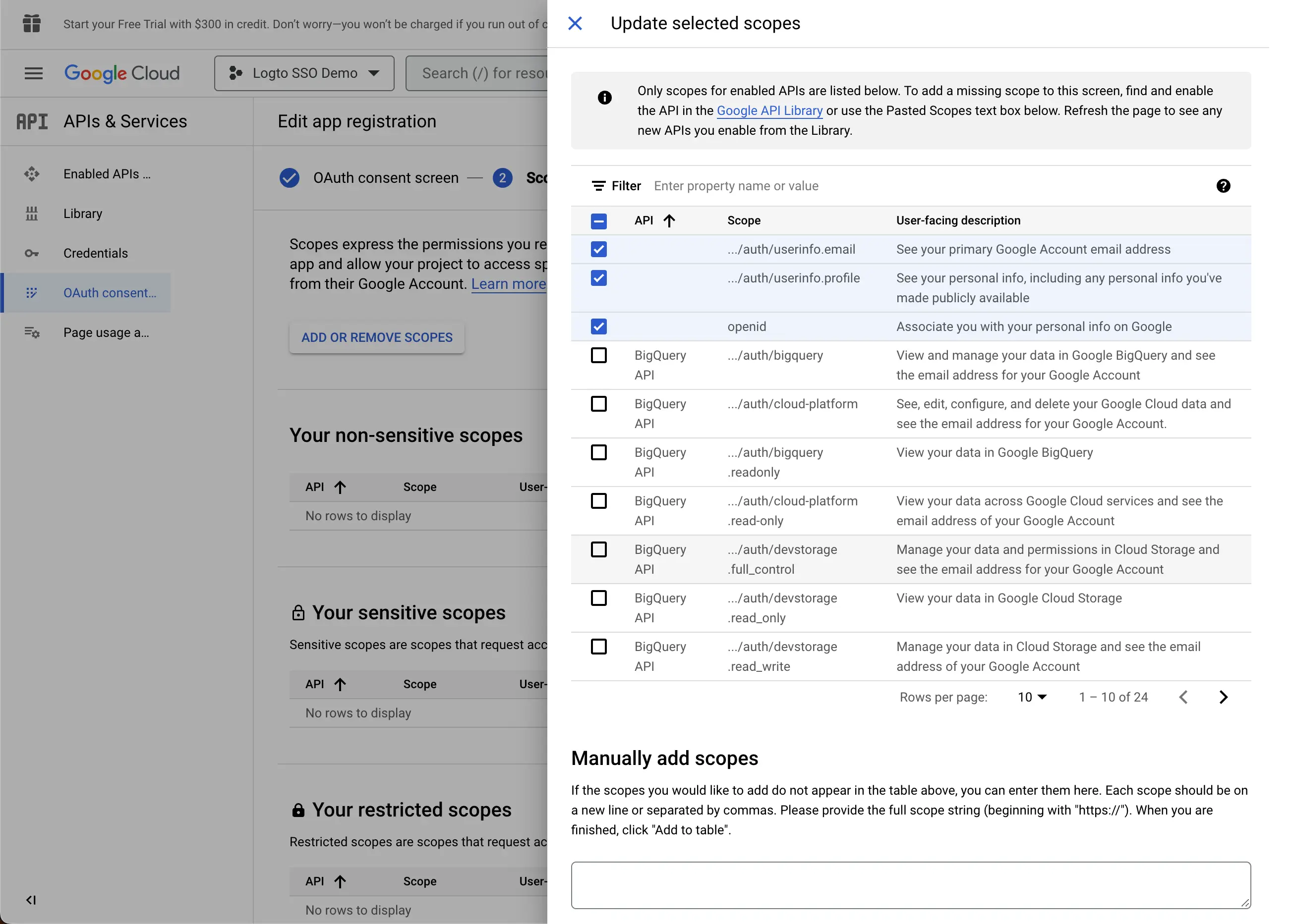 Escopos da tela de consentimento do Google Workspace.webp